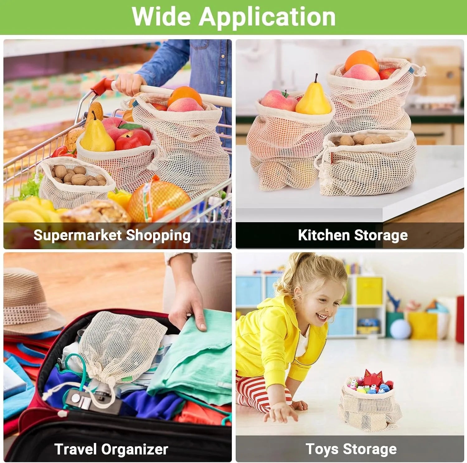 Cotton Mesh Produce Bag Set