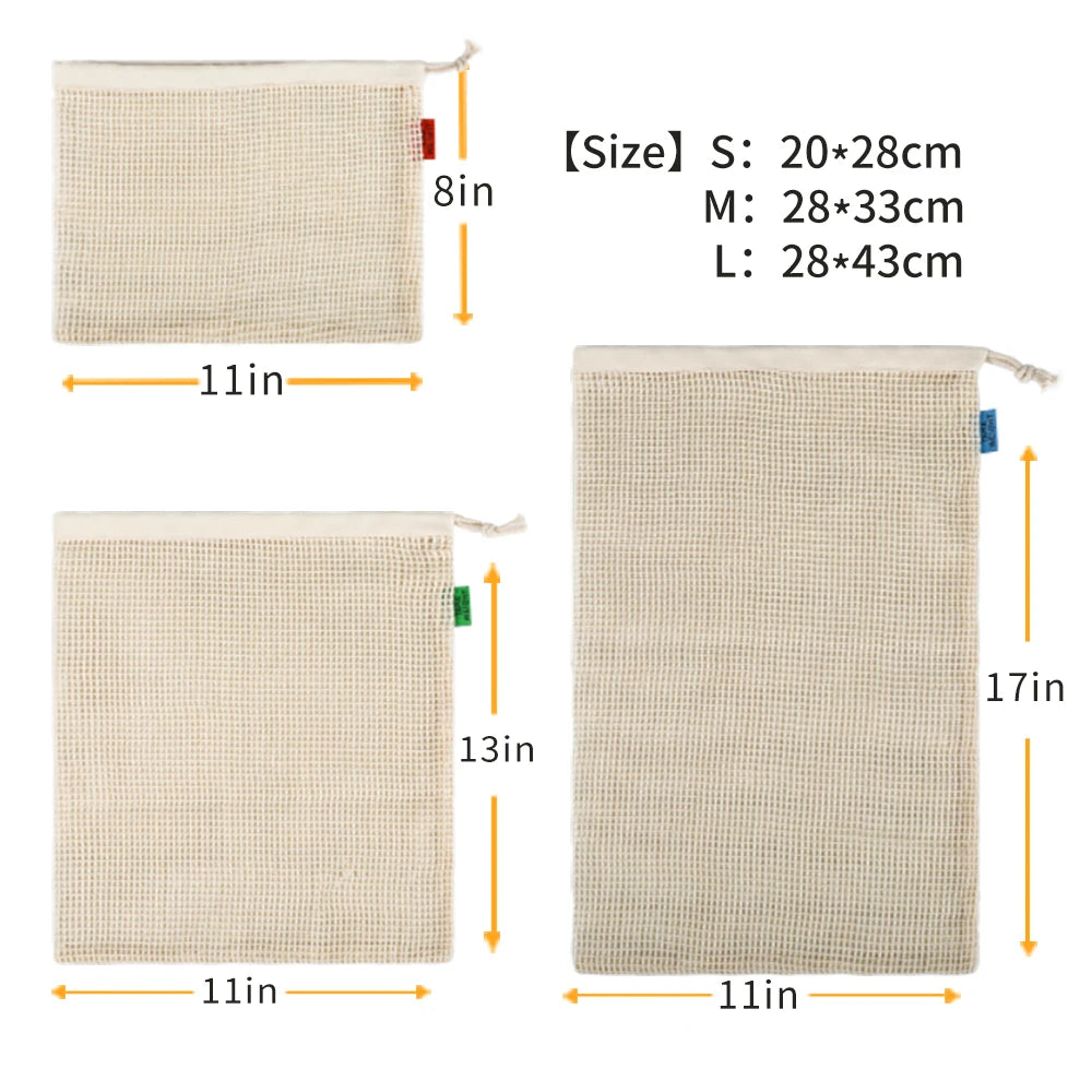 Cotton Mesh Produce Bag Set