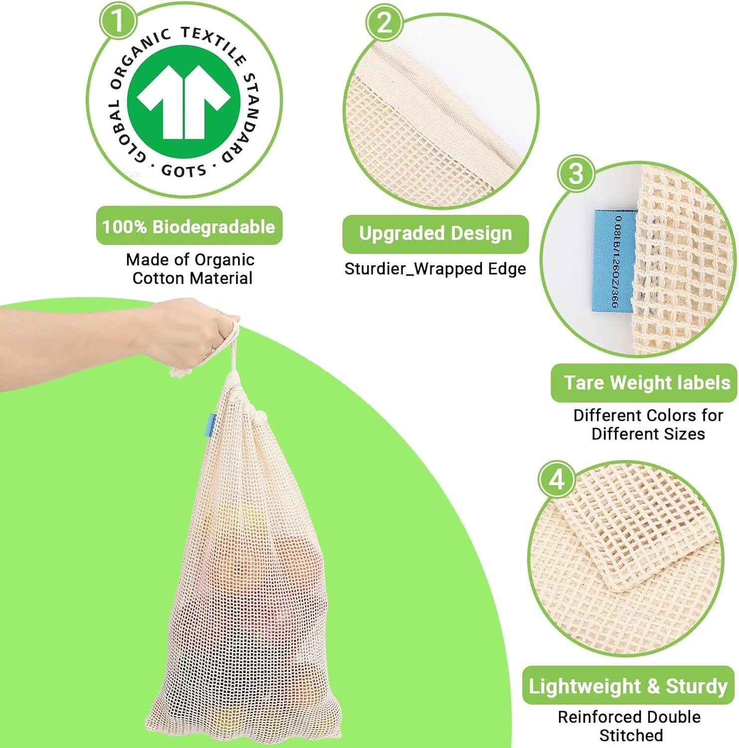 Cotton Mesh Produce Bag Set