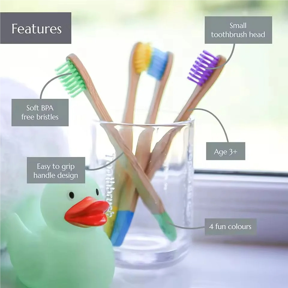 4pcs Children Bamboo Toothbrush