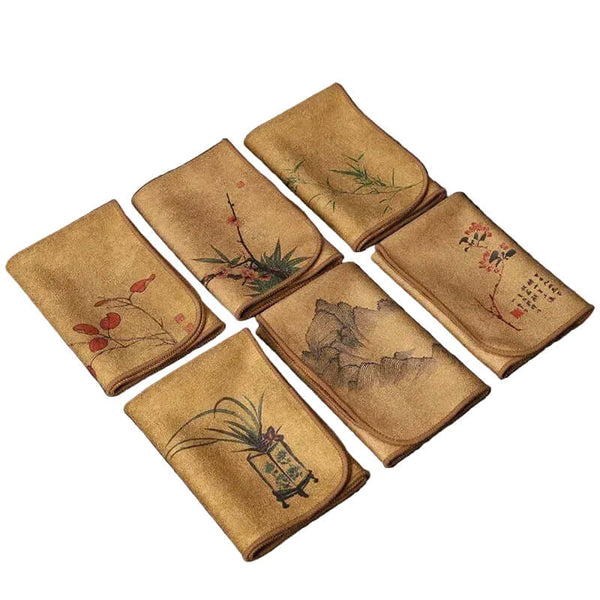 Absorbent painted tea towel by Arbora Casa with colorful floral design, ideal for kitchen drying and decor.