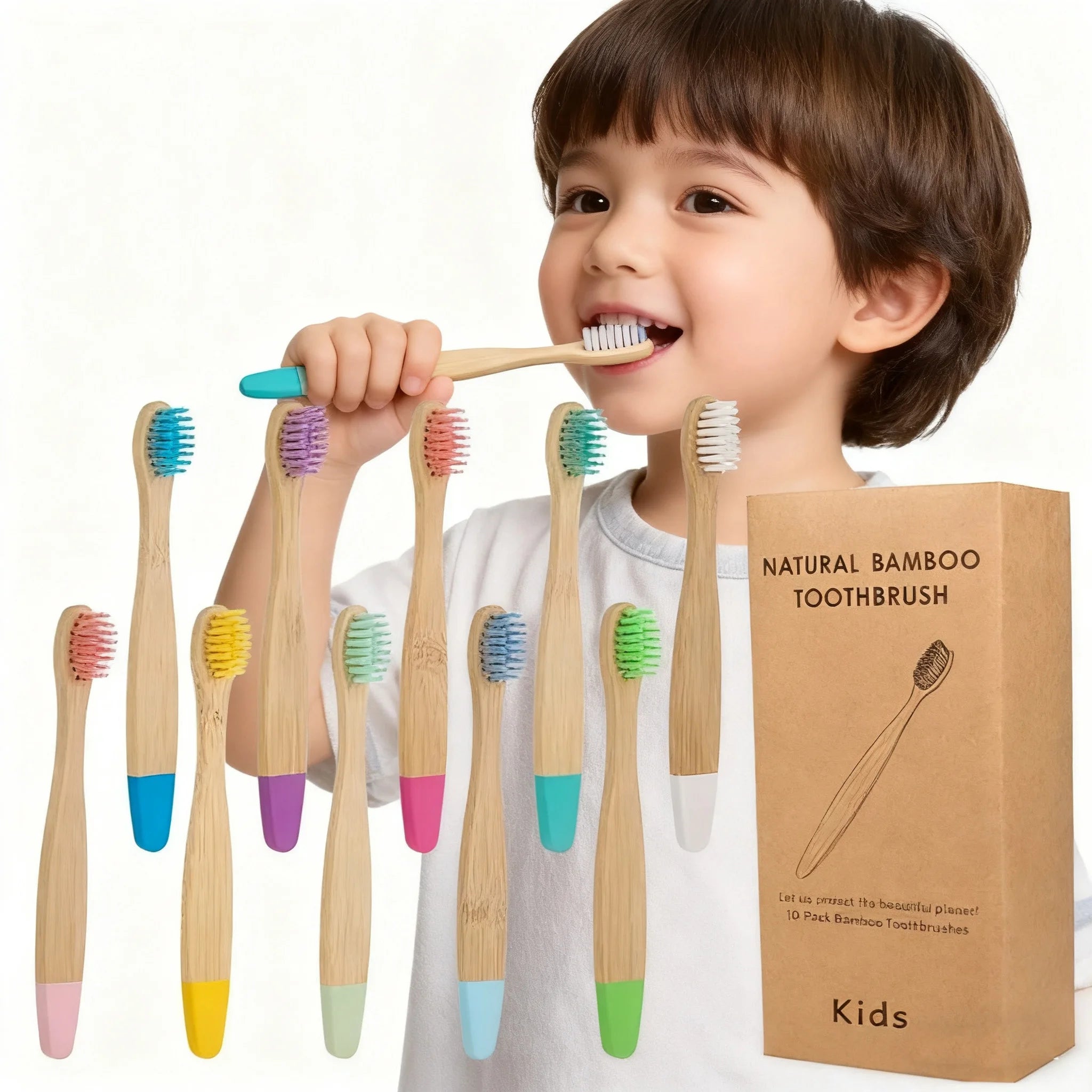4pcs Children Bamboo Toothbrush