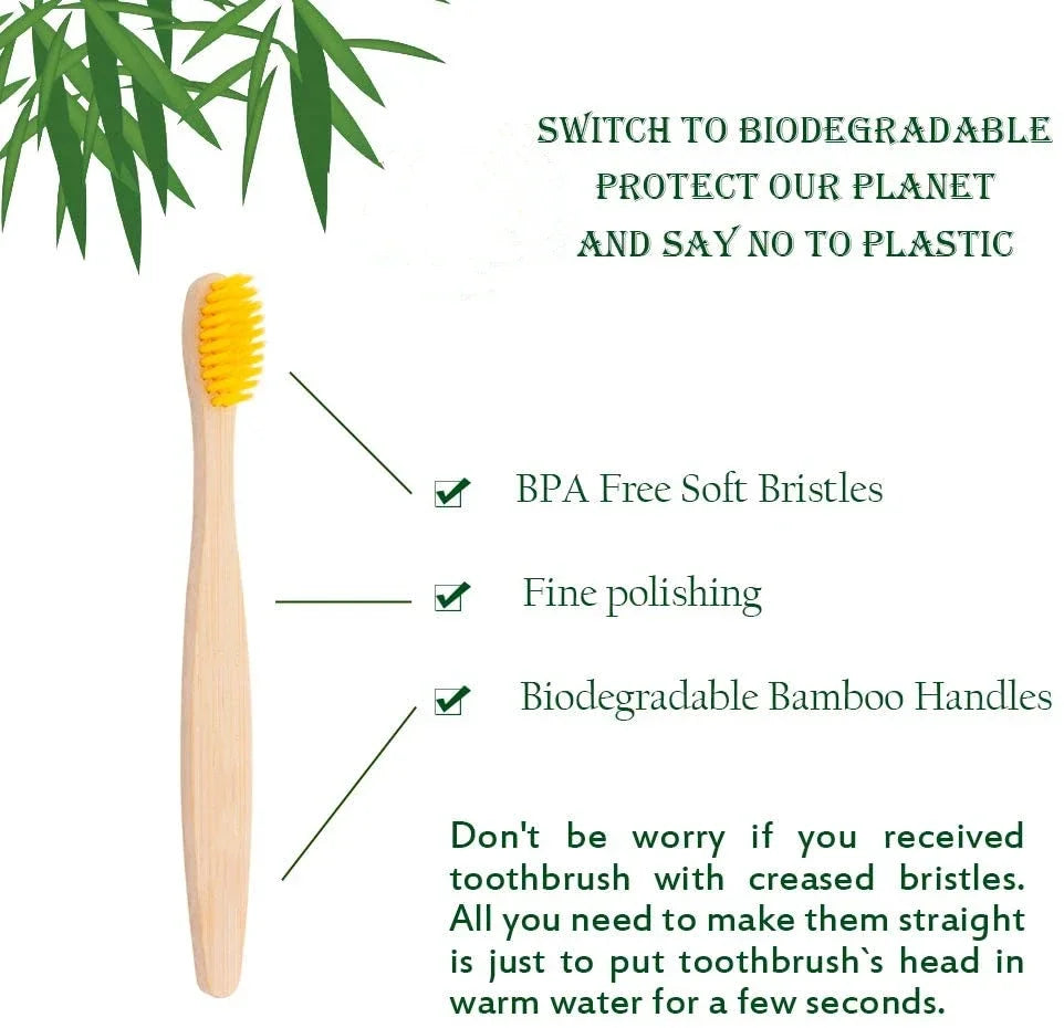 4pcs Children Bamboo Toothbrush