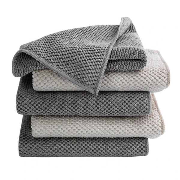 Set of Arbora Casa kitchen cleaning cloth towels displayed with colorful, absorbent fabric for effective kitchen cleaning.