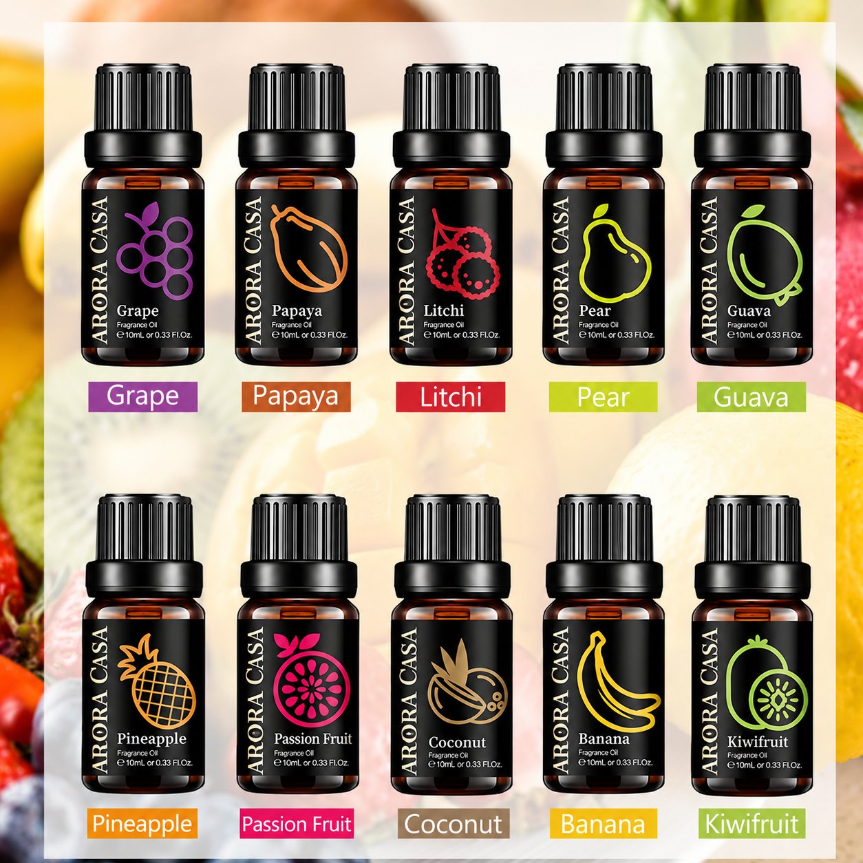 10ml Fruit Essential Oil – Natural Fruity Aromatherapy Scent