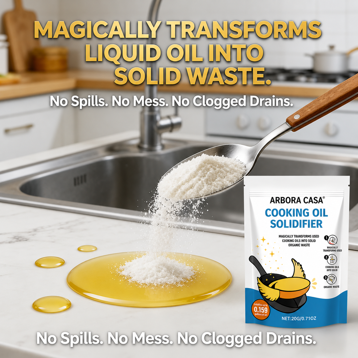 Cooking Oil Solidifier Powder – Easy Used Grease Disposal