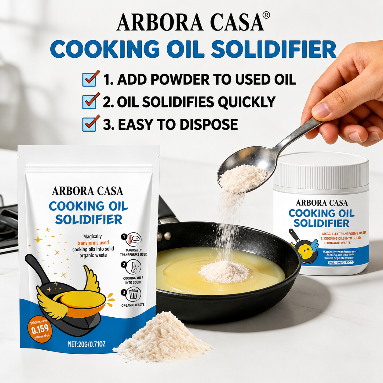 Cooking Oil Solidifier Powder – Easy Used Grease Disposal