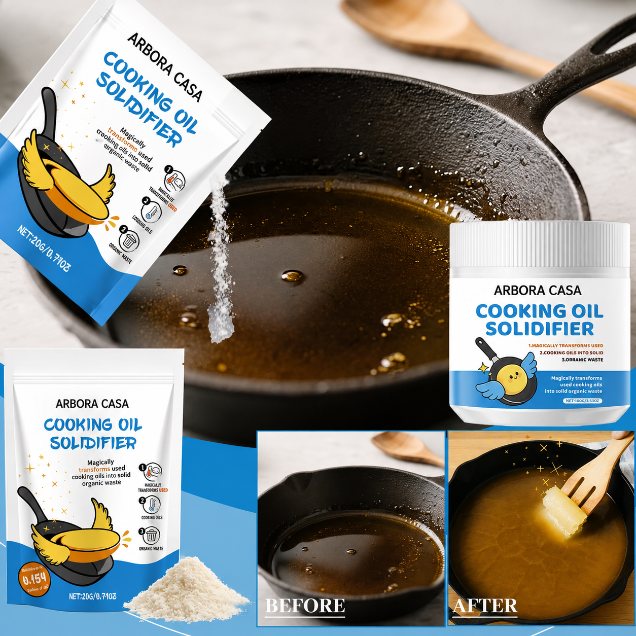 Cooking Oil Solidifier Powder – Easy Used Grease Disposal